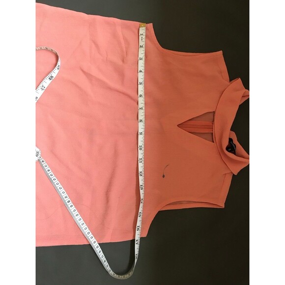 Cherokee Pink Size S Chiffon Reverse Collared Cutout Sleeveless Blouse Top Shirt - Picture 4 of 8